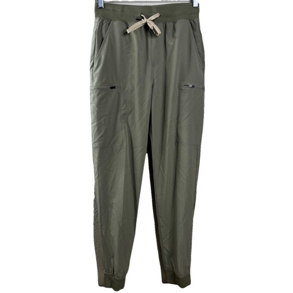 Right Of Way Small (28x28) Green Jogger Pants Poly/Span Drawstring Waist  EUC - Picture 1 of 11
